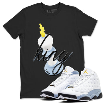 Air Jordan 13 Blue Grey shirt to match jordans 3D King sneaker tees AJ13 Blue Grey SNRT Sneaker Release Tees unisex cotton Black 1 crew neck shirt