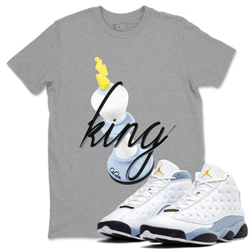 Air Jordan 13 Blue Grey shirt to match jordans 3D King sneaker tees AJ13 Blue Grey SNRT Sneaker Release Tees unisex cotton Heather Grey 1 crew neck shirt