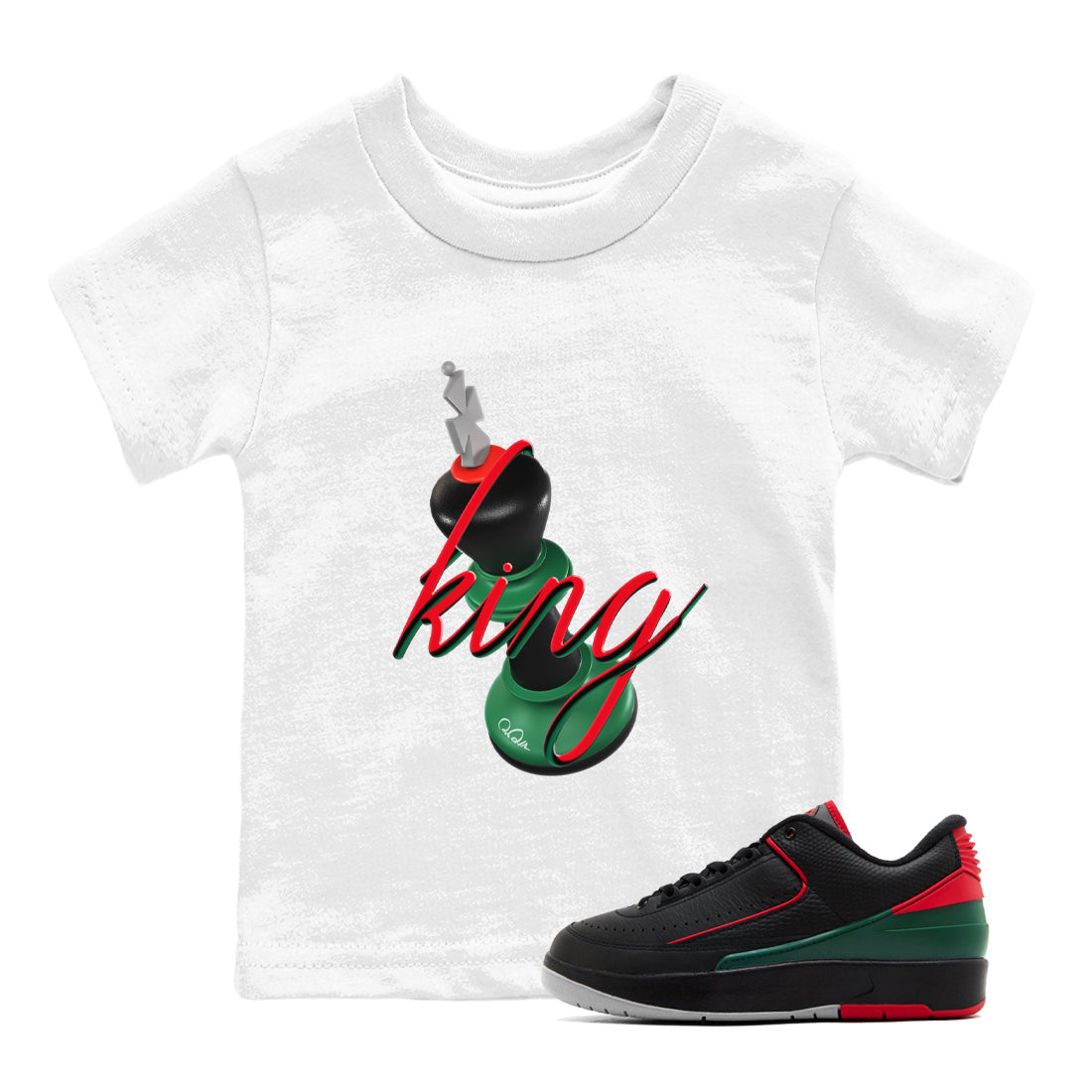 2s Christmas X-mas gift shirt to match jordans 3D King sneaker tees Air Jordan 2 Christmas SNRT Sneaker Release Tees Baby Toddler White 1 T-Shirt