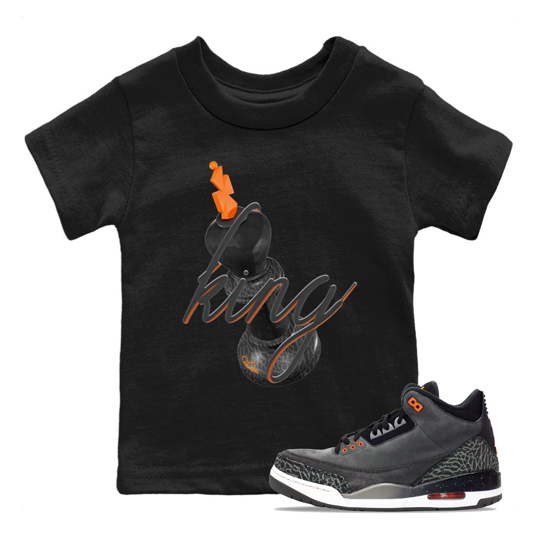 Air Jordan 3 Fear shirt to match jordans 3D King sneaker tees AJ3 Fear SNRT Sneaker Release Tees Baby Toddler Black 1 T-Shirt