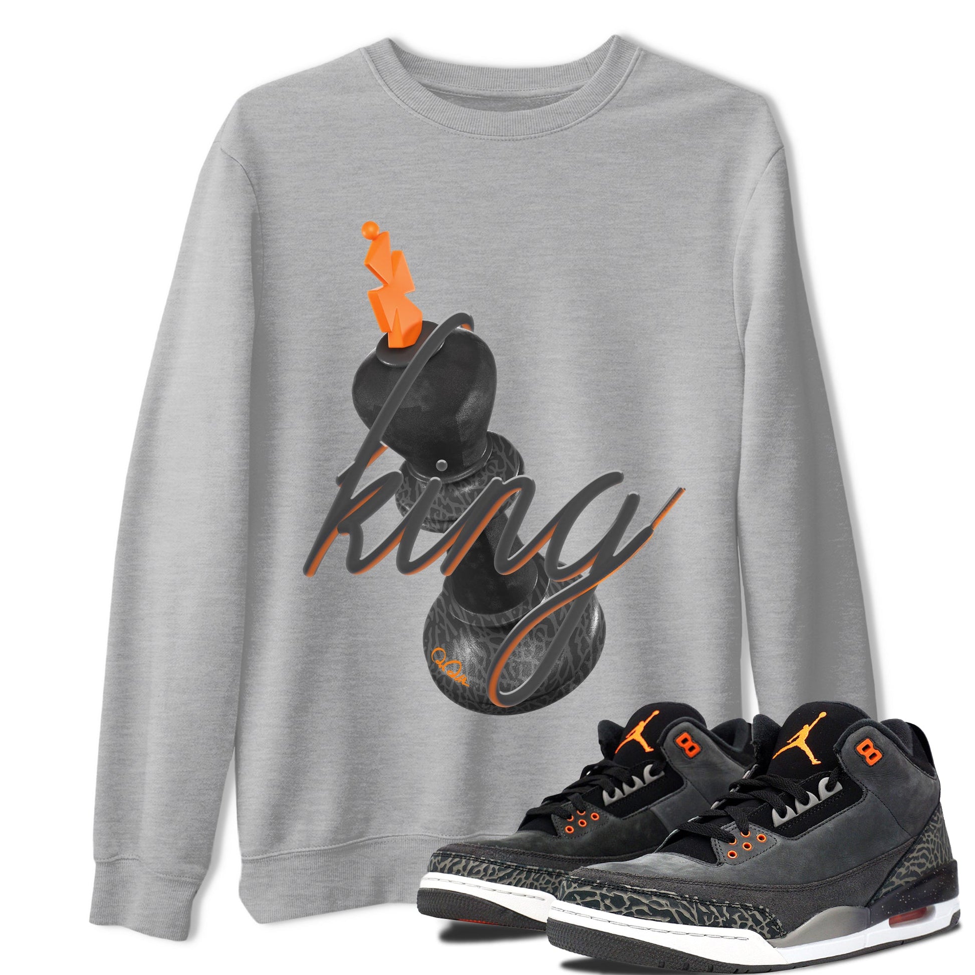 Air Jordan 3 Fear shirt to match jordans 3D King sneaker tees AJ3 Fear SNRT Sneaker Release Tees Unisex Heather Grey 1 T-Shirt
