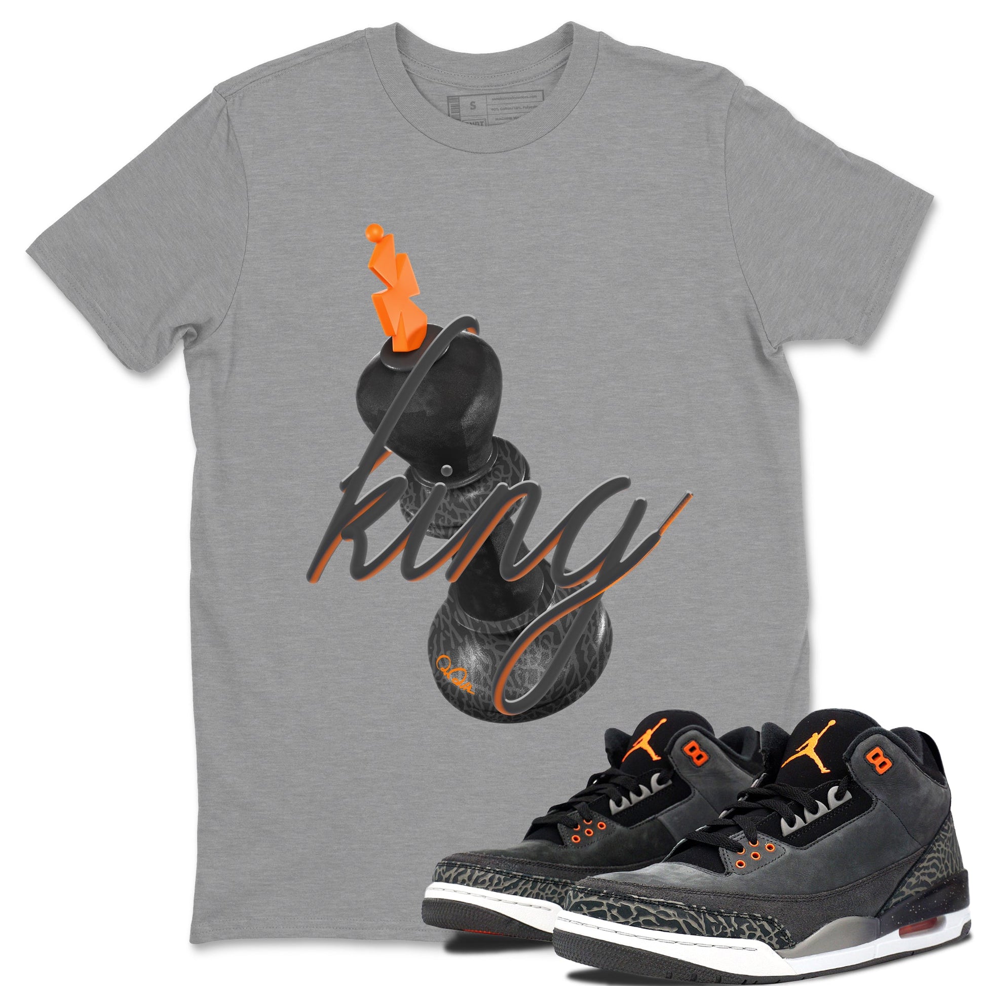 Air Jordan 3 Fear shirt to match jordans 3D King sneaker tees AJ3 Fear SNRT Sneaker Release Tees Unisex Heather Grey 1 T-Shirt