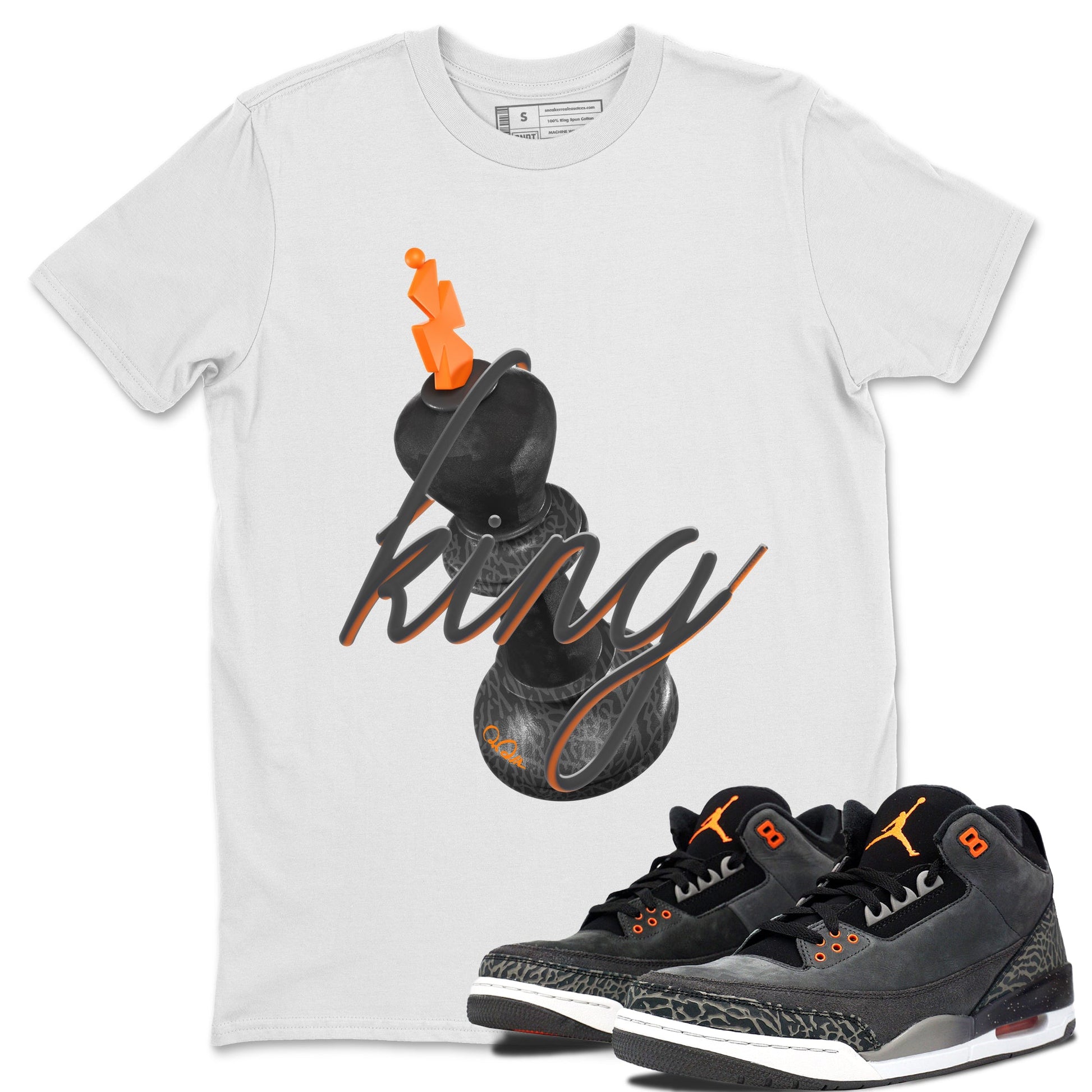 Air Jordan 3 Fear shirt to match jordans 3D King sneaker tees AJ3 Fear SNRT Sneaker Release Tees Unisex White 1 T-Shirt