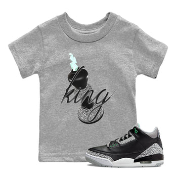 3s Green Glow shirt to match jordans 3D King sneaker tees Air Jordan 3 Green Glow SNRT sneaker release tees baby toddler Heather Grey 1 cotton Shirt