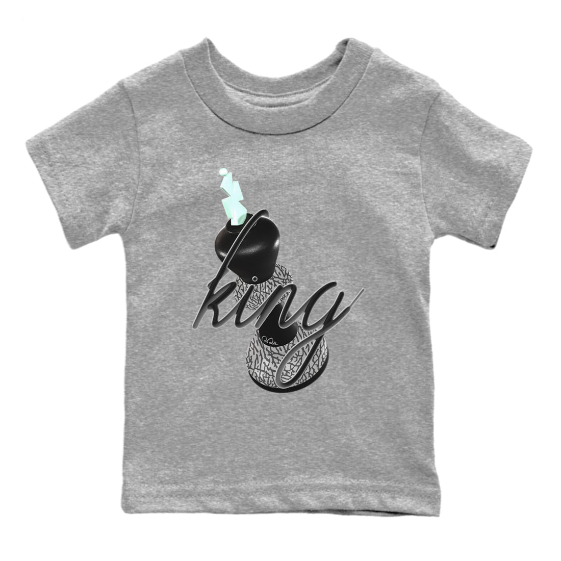 3s Green Glow shirt to match jordans 3D King sneaker tees Air Jordan 3 Green Glow SNRT sneaker release tees baby toddler Heather Grey 2 cotton Shirt