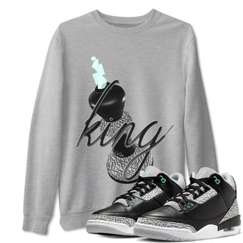 3s Green Glow shirt to match jordans 3D King sneaker tees Air Jordan 3 Green Glow SNRT Sneaker Release Tees unisex cotton Heather Grey 1 crew neck shirt