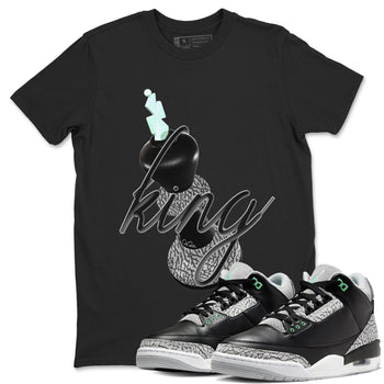 3s Green Glow shirt to match jordans 3D King sneaker tees Air Jordan 3 Green Glow SNRT Sneaker Release Tees unisex cotton Black 1 crew neck shirt