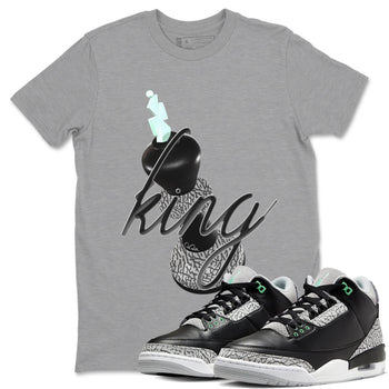 3s Green Glow shirt to match jordans 3D King sneaker tees Air Jordan 3 Green Glow SNRT Sneaker Release Tees unisex cotton Heather Grey 1 crew neck shirt