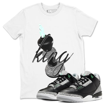 3s Green Glow shirt to match jordans 3D King sneaker tees Air Jordan 3 Green Glow SNRT Sneaker Release Tees unisex cotton White 1 crew neck shirt