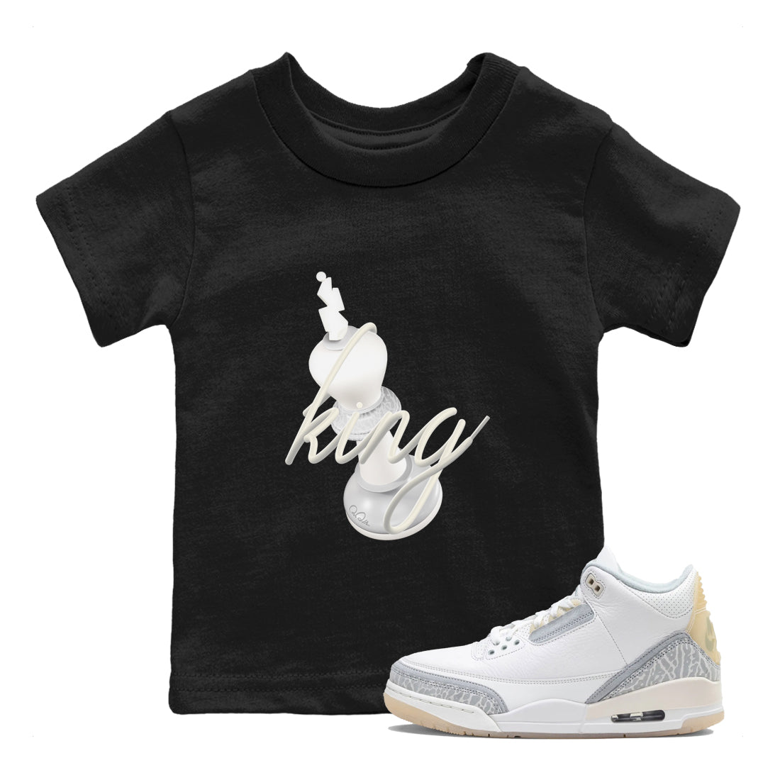 3s Ivory shirt to match jordans 3D King sneaker tees Air Jordan 3 Ivory SNRT sneaker release tees baby toddler Black 1 cotton Shirt