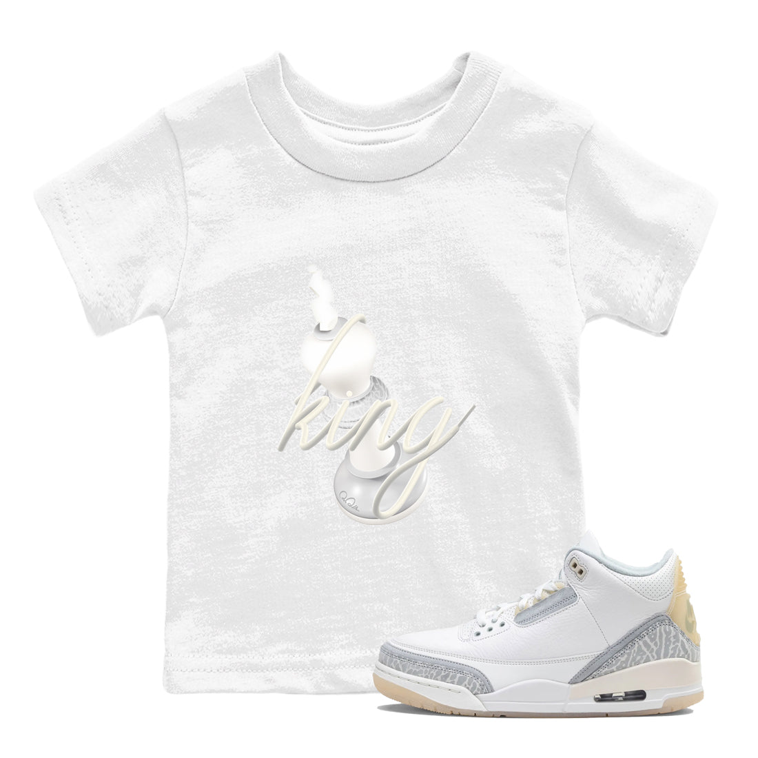 3s Ivory shirt to match jordans 3D King sneaker tees Air Jordan 3 Ivory SNRT sneaker release tees baby toddler White 1 cotton Shirt