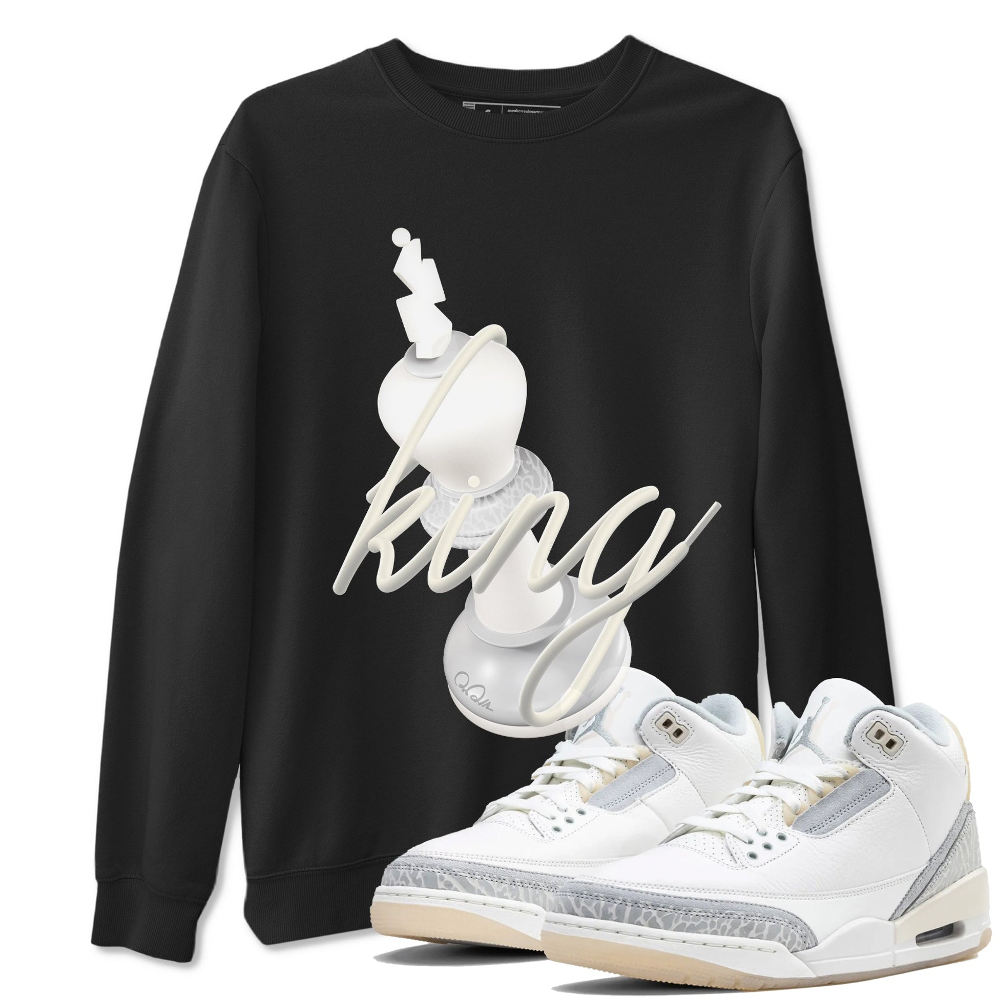 3s Ivory shirt to match jordans 3D King sneaker tees Air Jordan 3 Ivory SNRT Sneaker Release Tees unisex cotton Black 1 crew neck shirt
