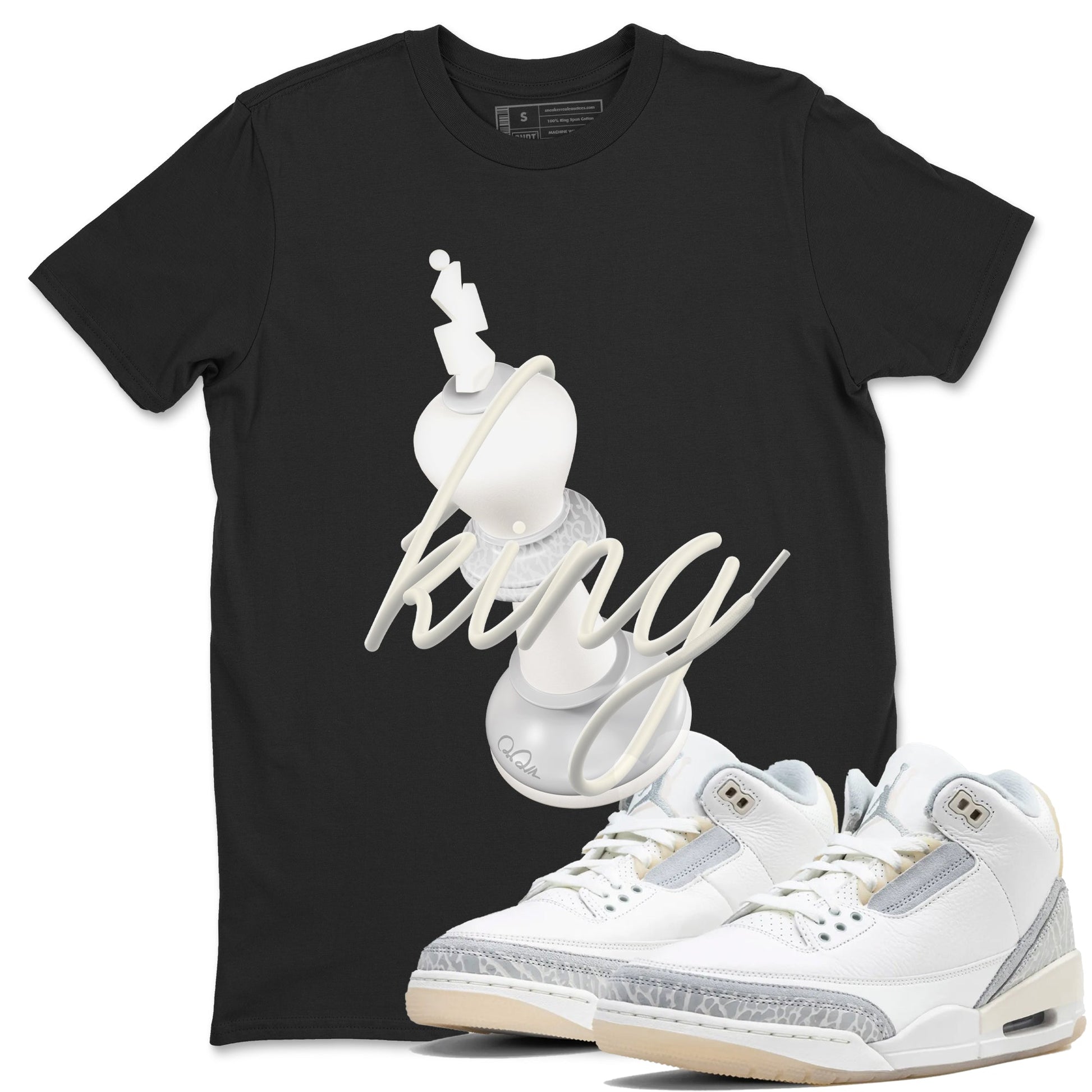 3s Ivory shirt to match jordans 3D King sneaker tees Air Jordan 3 Ivory SNRT Sneaker Release Tees unisex cotton Black 1 crew neck shirt