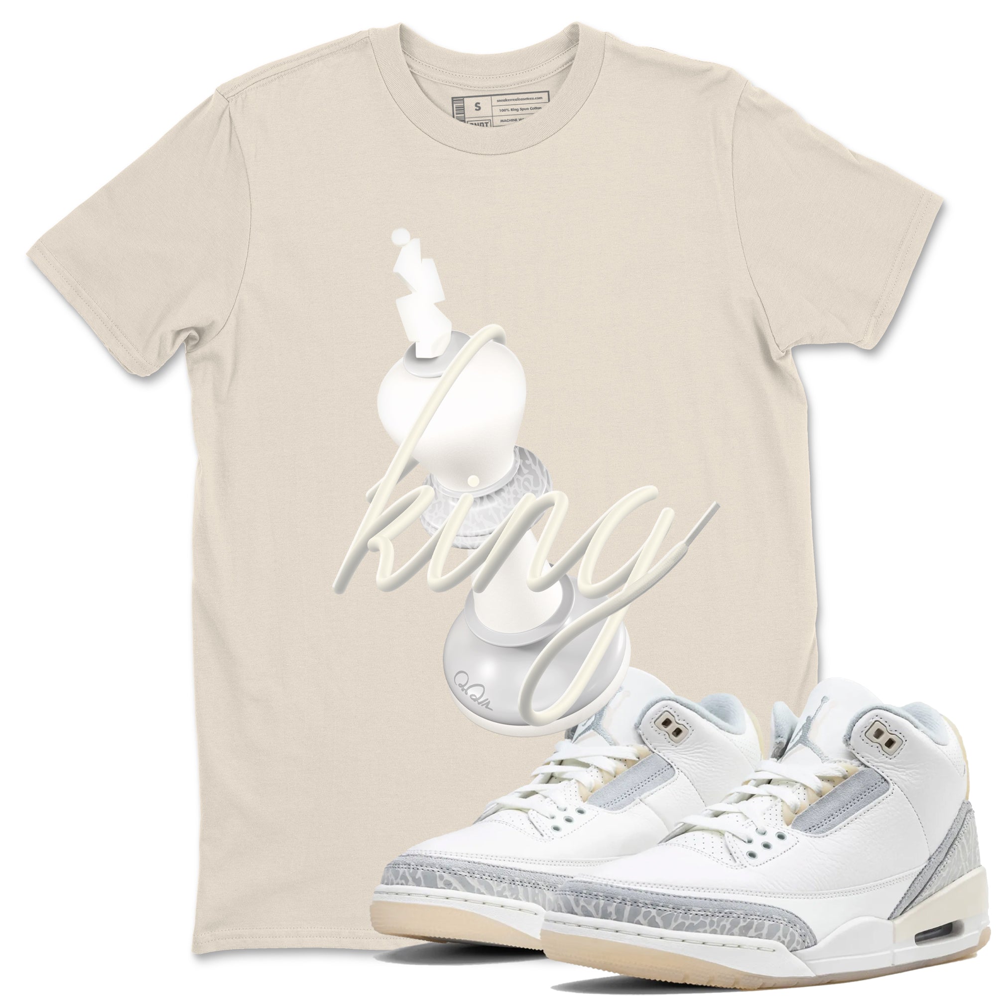 3s Ivory shirt to match jordans 3D King sneaker tees Air Jordan 3 Ivory SNRT Sneaker Release Tees unisex cotton Natural 1 crew neck shirt