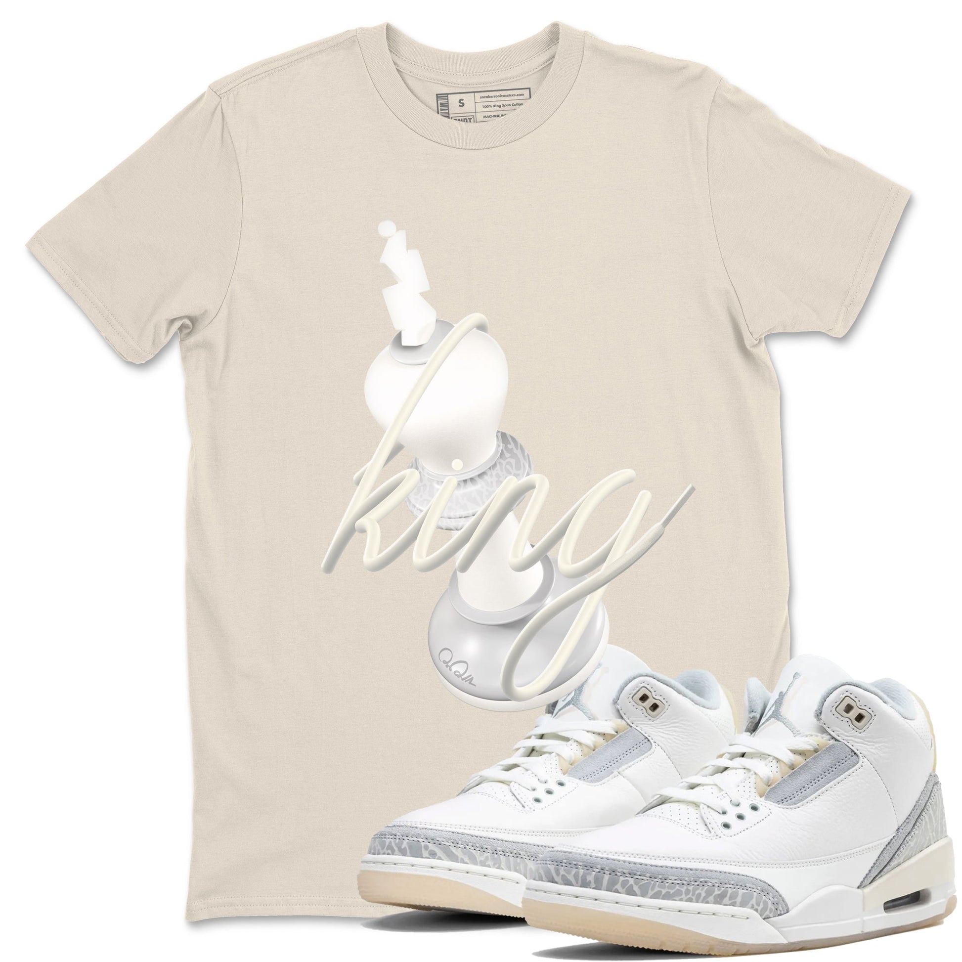 3s Ivory shirt to match jordans 3D King sneaker tees Air Jordan 3 Ivory SNRT Sneaker Release Tees unisex cotton Natural 1 crew neck shirt