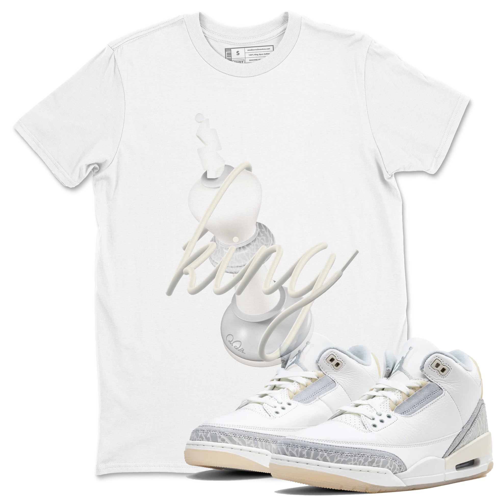 3s Ivory shirt to match jordans 3D King sneaker tees Air Jordan 3 Ivory SNRT Sneaker Release Tees unisex cotton White 1 crew neck shirt