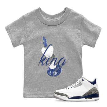 3s Midnight Navy shirt to match jordans 3D King sneaker tees Air Jordan 3 Midnight Navy SNRT sneaker release tees baby toddler Heather Grey 1 cotton Shirt