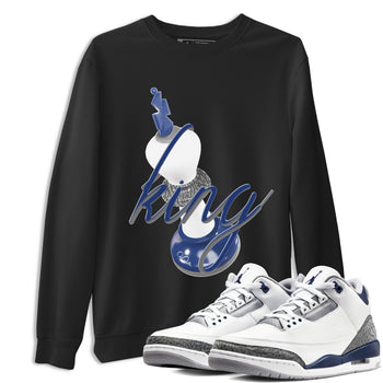3s Midnight Navy shirt to match jordans 3D King sneaker tees Air Jordan 3 Midnight Navy SNRT Sneaker Release Tees unisex cotton Black 1 crew neck shirt