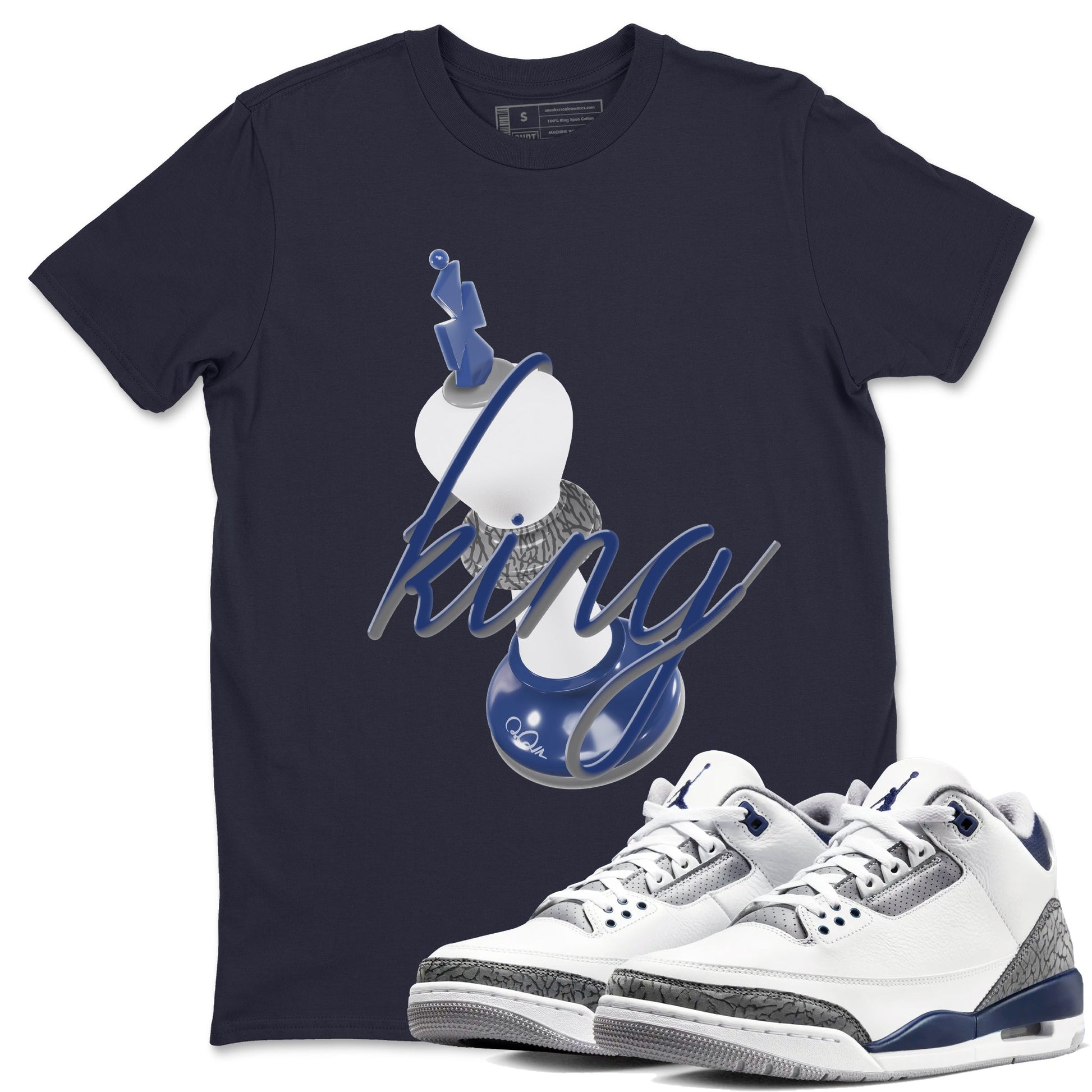 3s Midnight Navy shirt to match jordans 3D King sneaker tees Air Jordan 3 Midnight Navy SNRT Sneaker Release Tees unisex cotton Navy 1 crew neck shirt