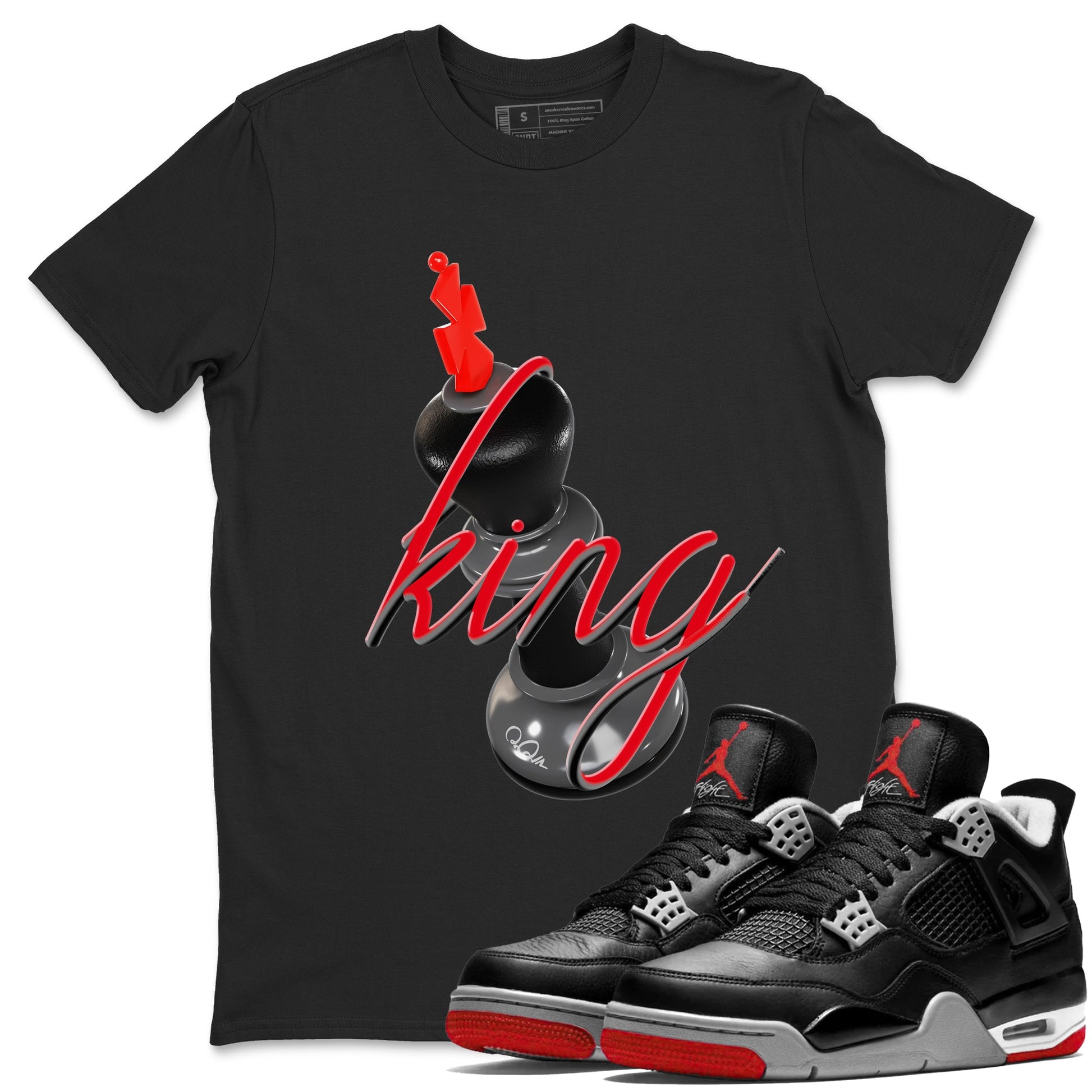 4s Bred Reimagined shirt to match jordans 3D King sneaker tees Air Jordan 4 Bred Reimagined SNRT Sneaker Release Tees Unisex Black 1 T-Shirt