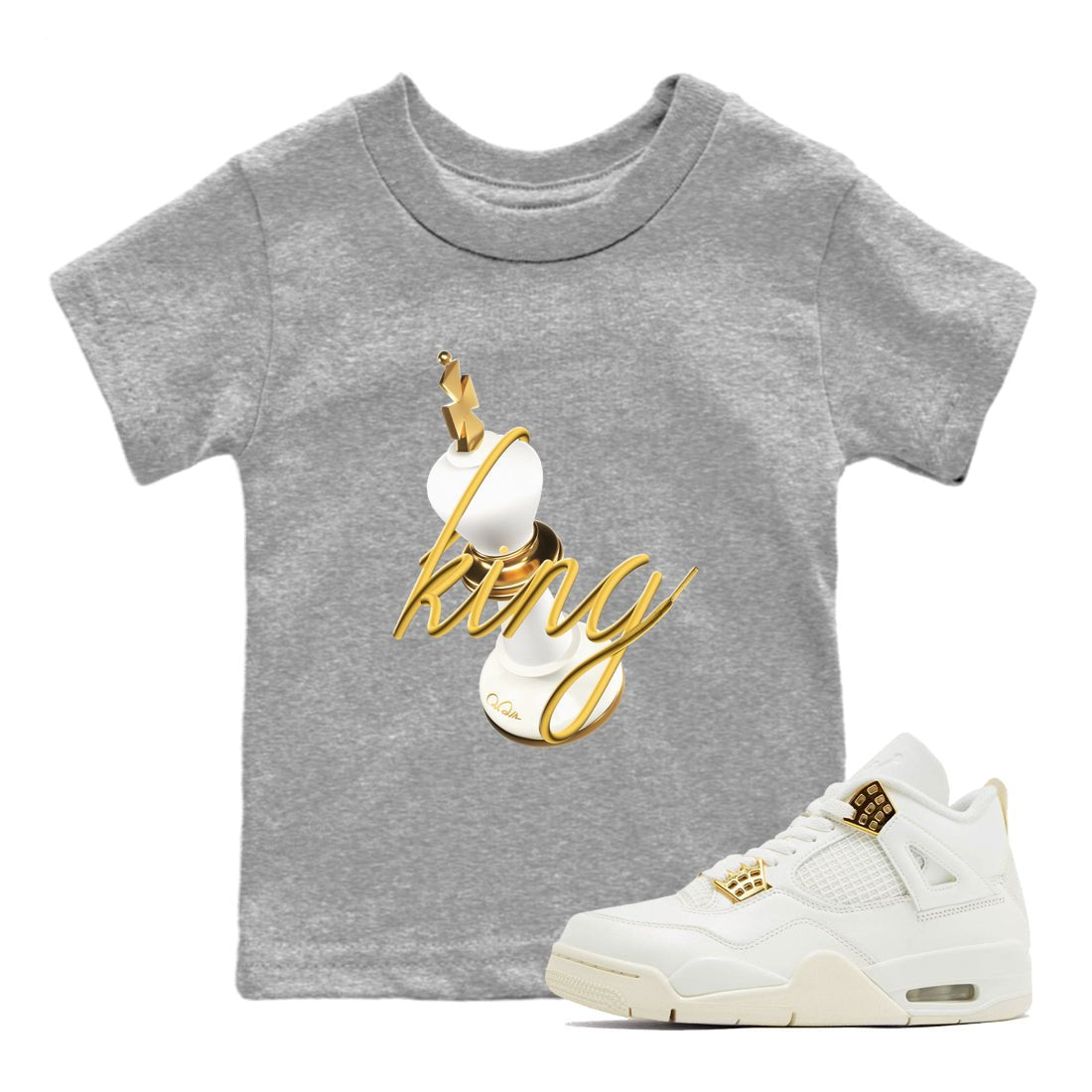 4s Sail shirt to match jordans 3D King sneaker tees Air Jordan 4 Sail SNRT sneaker release tees baby toddler Heather Grey 1 cotton Shirt