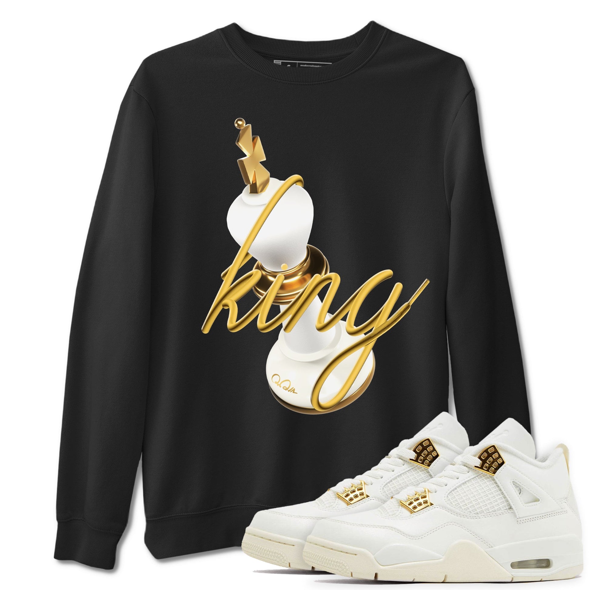 4s Sail shirt to match jordans 3D King sneaker tees Air Jordan 4 Sail SNRT Sneaker Release Tees unisex cotton Black 1 crew neck shirt