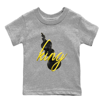 Air Jordan 4 Thunder Sneaker Match Tees 3D King Sneaker Tees AJ4 Thunder Jumpman Sneaker Release Tees Kids Shirts Heather Grey 2