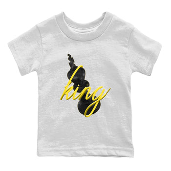 Air Jordan 4 Thunder Sneaker Match Tees 3D King Sneaker Tees AJ4 Thunder Jumpman Sneaker Release Tees Kids Shirts White 2