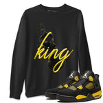 Air Jordan 4 Thunder Sneaker Match Tees 3D King Sneaker Tees AJ4 Thunder Jumpman Sneaker Release Tees Unisex Shirts Black 1