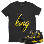 Air Jordan 4 Thunder Sneaker Match Tees 3D King Sneaker Tees AJ4 Thunder Jumpman Sneaker Release Tees Unisex Shirts Black 1