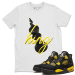 Air Jordan 4 Thunder Sneaker Match Tees 3D King Sneaker Tees AJ4 Thunder Jumpman Sneaker Release Tees Unisex Shirts White 1