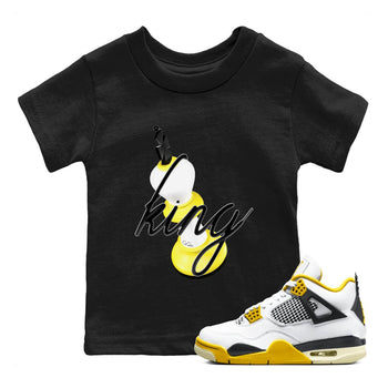 AJ4 Vivid Sulfur shirt to match jordans 3D King sneaker tees Air Jordan 4 Vivid Sulfur SNRT sneaker release tees baby toddler Black 1 cotton Shirt
