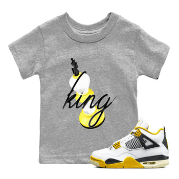AJ4 Vivid Sulfur shirt to match jordans 3D King sneaker tees Air Jordan 4 Vivid Sulfur SNRT sneaker release tees baby toddler Heather Grey 1 cotton Shirt