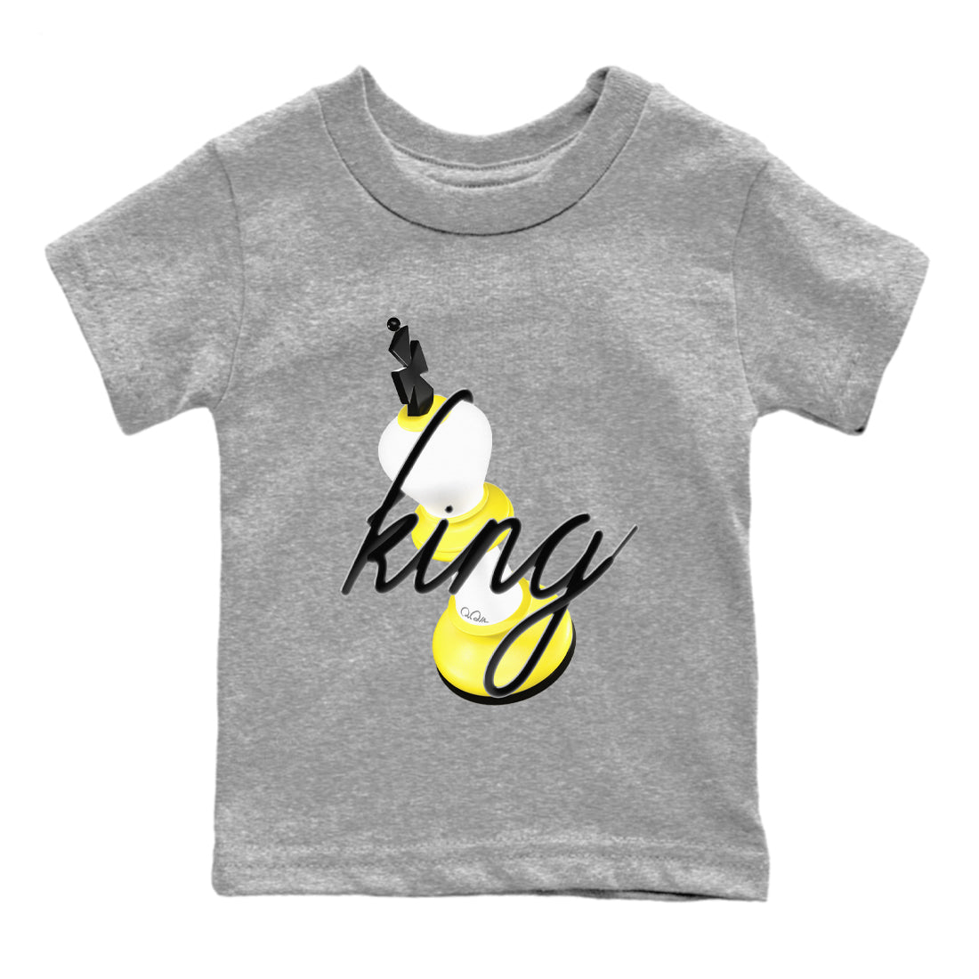 AJ4 Vivid Sulfur shirt to match jordans 3D King sneaker tees Air Jordan 4 Vivid Sulfur SNRT sneaker release tees baby toddler Heather Grey 2 cotton Shirt