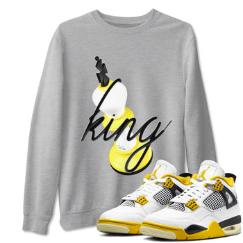 AJ4 Vivid Sulfur shirt to match jordans 3D King sneaker tees Air Jordan 4 Vivid Sulfur SNRT Sneaker Release Tees unisex cotton Heather Grey 1 crew neck shirt