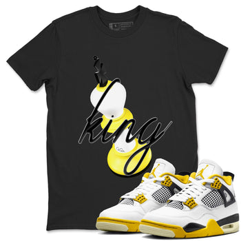 AJ4 Vivid Sulfur shirt to match jordans 3D King sneaker tees Air Jordan 4 Vivid Sulfur SNRT Sneaker Release Tees unisex cotton Black 1 crew neck shirt
