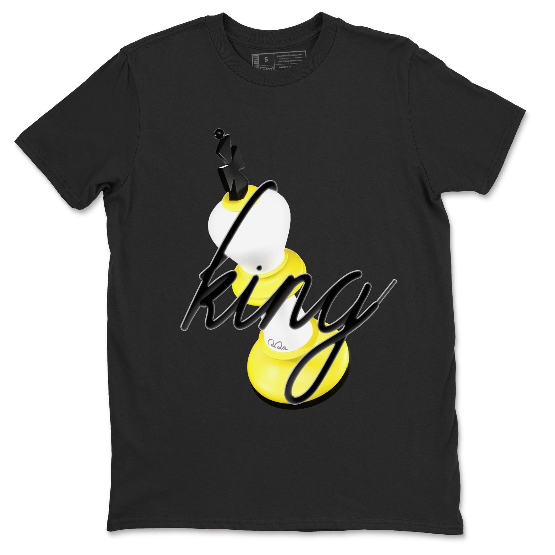 AJ4 Vivid Sulfur shirt to match jordans 3D King sneaker tees Air Jordan 4 Vivid Sulfur SNRT Sneaker Release Tees unisex cotton Black 2 crew neck shirt