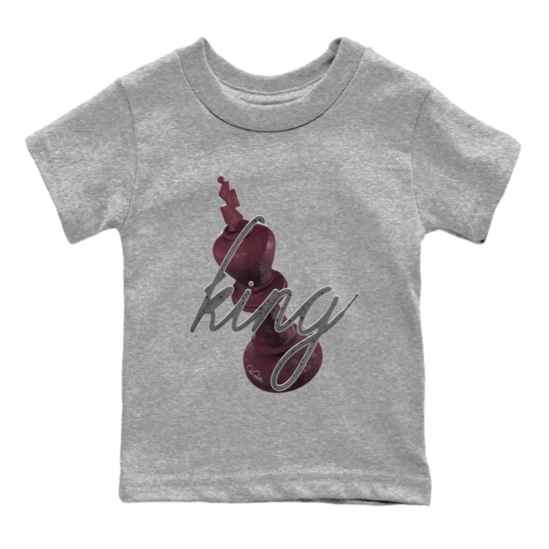 Air Jordan 5 Burgundy Sneaker Match Tees 3D King Sneaker Tees AJ5 Burgundy Sneaker Release Tees Kids Shirts Heather Grey 2