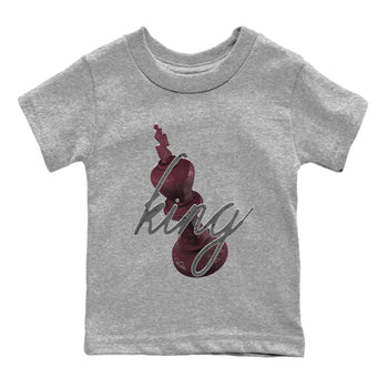 Air Jordan 5 Burgundy Sneaker Match Tees 3D King Sneaker Tees AJ5 Burgundy Sneaker Release Tees Kids Shirts Heather Grey 2