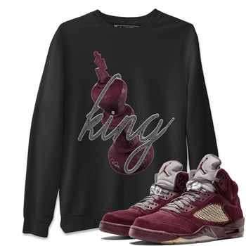 Air Jordan 5 Burgundy Sneaker Match Tees 3D King Sneaker Tees AJ5 Burgundy Sneaker Release Tees Unisex Shirts Black 1