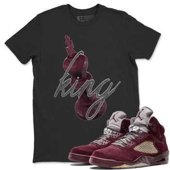 Air Jordan 5 Burgundy Sneaker Match Tees 3D King Sneaker Tees AJ5 Burgundy Sneaker Release Tees Unisex Shirts Black 1