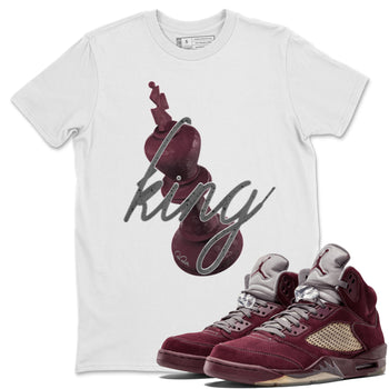 Air Jordan 5 Burgundy Sneaker Match Tees 3D King Sneaker Tees AJ5 Burgundy Sneaker Release Tees Unisex Shirts White 1