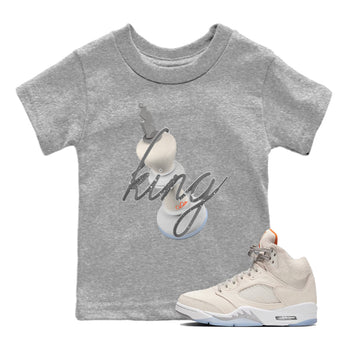 Air Jordan 5 Craft Sneaker Match Tees 3D King Sneaker Tees AJ5 SE Craft Sneaker Release Tees Kids Shirts Heather Grey 1
