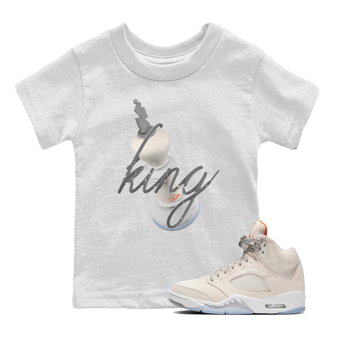 Air Jordan 5 Craft Sneaker Match Tees 3D King Sneaker Tees AJ5 SE Craft Sneaker Release Tees Kids Shirts White 1