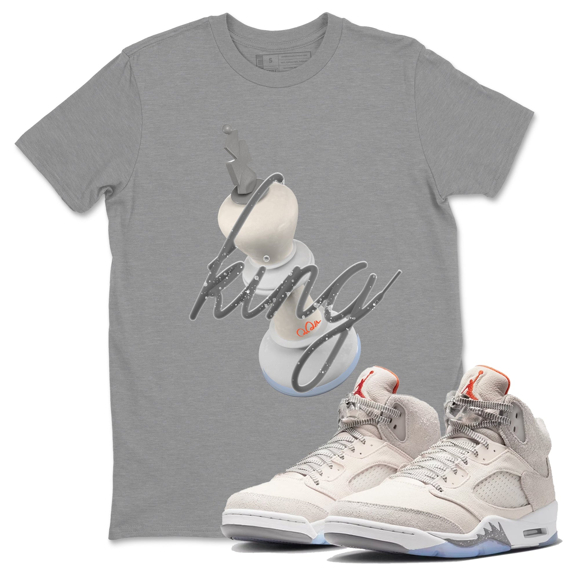Air Jordan 5 Craft Sneaker Match Tees 3D King Sneaker Tees AJ5 SE Craft Sneaker Release Tees Unisex Shirts Heather Grey 1