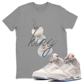 Air Jordan 5 Craft Sneaker Match Tees 3D King Sneaker Tees AJ5 SE Craft Sneaker Release Tees Unisex Shirts Heather Grey 1