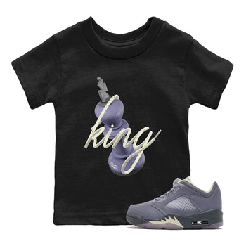 Air Jordan 5 Indigo Haze Sneaker Match Tees 3D King Sneaker Tees AJ5 Indigo Haze Sneaker Release Tees Kids Shirts Black 1