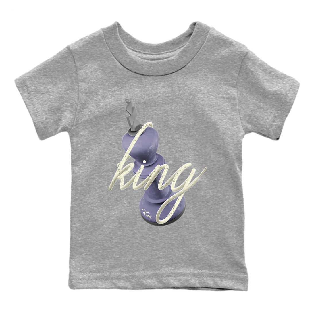 Air Jordan 5 Indigo Haze Sneaker Match Tees 3D King Sneaker Tees AJ5 Indigo Haze Sneaker Release Tees Kids Shirts Heather Grey 2