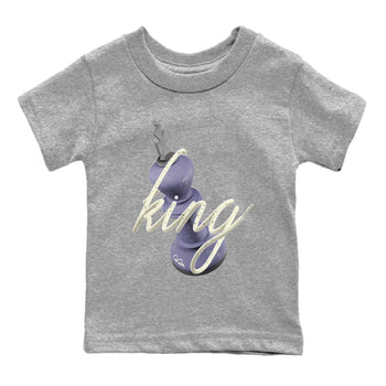 Air Jordan 5 Indigo Haze Sneaker Match Tees 3D King Sneaker Tees AJ5 Indigo Haze Sneaker Release Tees Kids Shirts Heather Grey 2