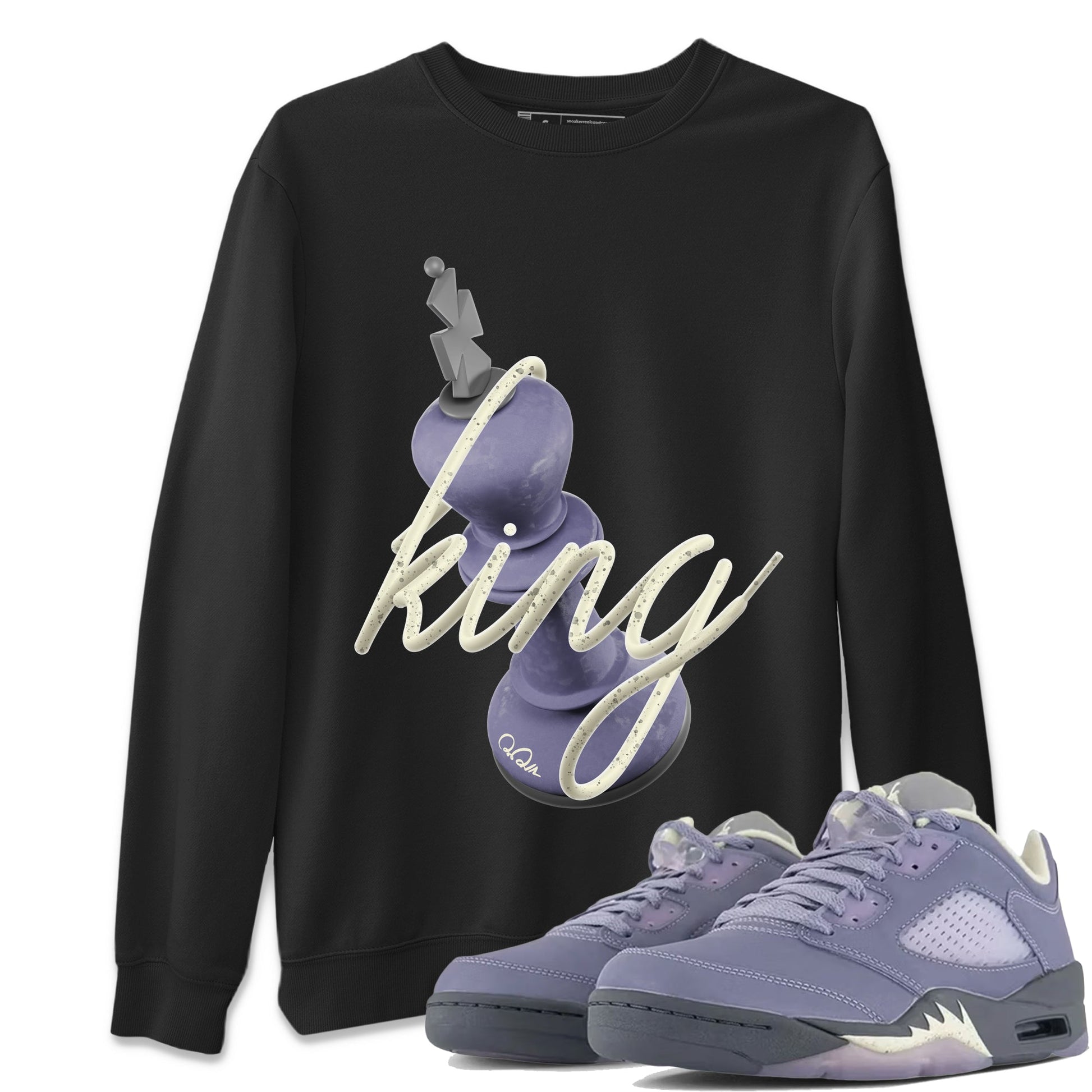 Air Jordan 5 Indigo Haze Sneaker Match Tees 3D King Sneaker Tees AJ5 Indigo Haze Sneaker Release Tees Unisex Shirts Black 1
